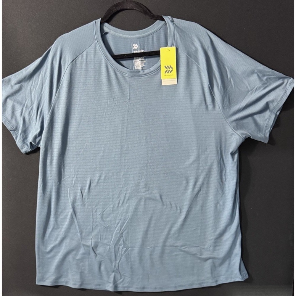 All in Motion Men's Short Sleeve Raglan Performance T-Shirt Blue, Size XXL